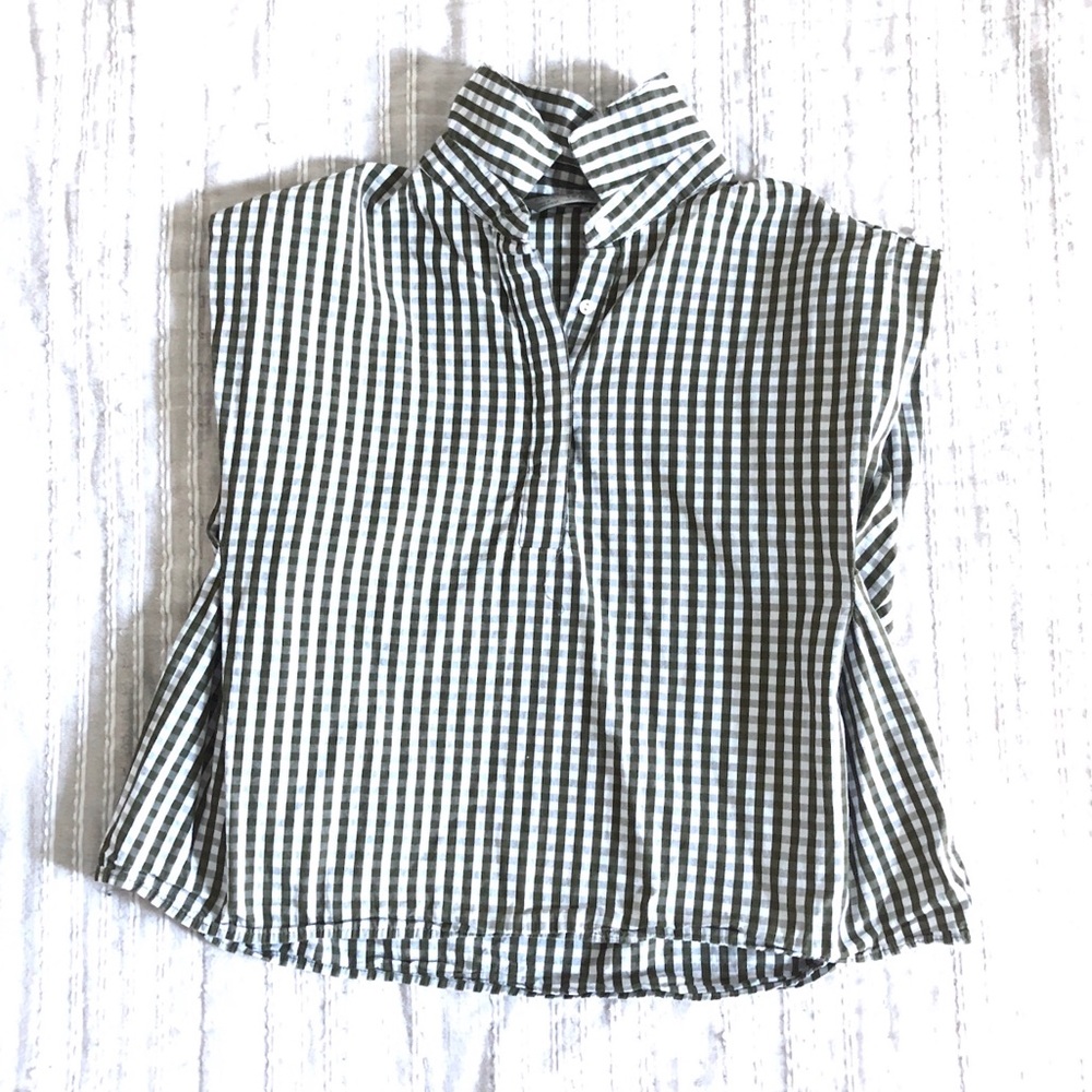Zara Olive Gingham Cropped Top